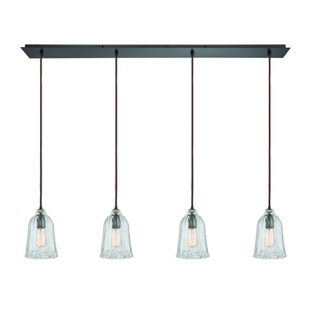 Elk Lighting Hand Formed Glss 4-Lght Linear Pndnt Oiled Brnz w/Clr Hand-formed Glss 10671/4LP
